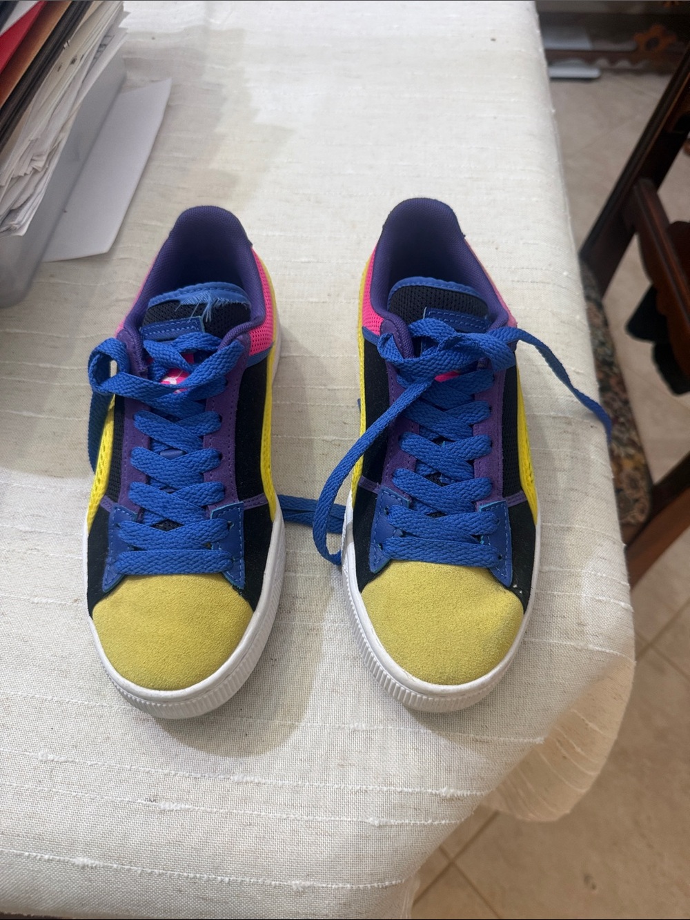 Puma Kids Multicolor Lace-Up Sneakers in Yellow, Blue & Pink